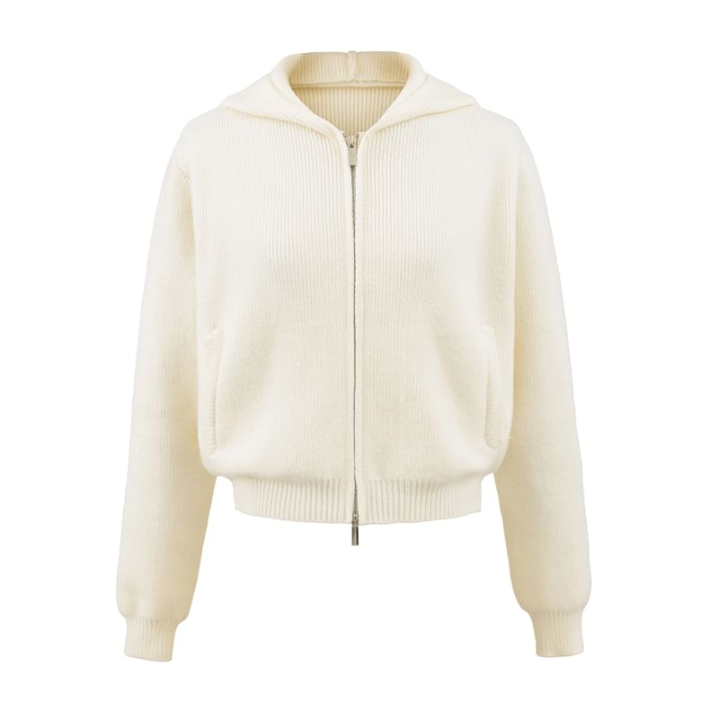 Zip-Up Crop Knit Hoodie & Mini A-Line Skirt Set