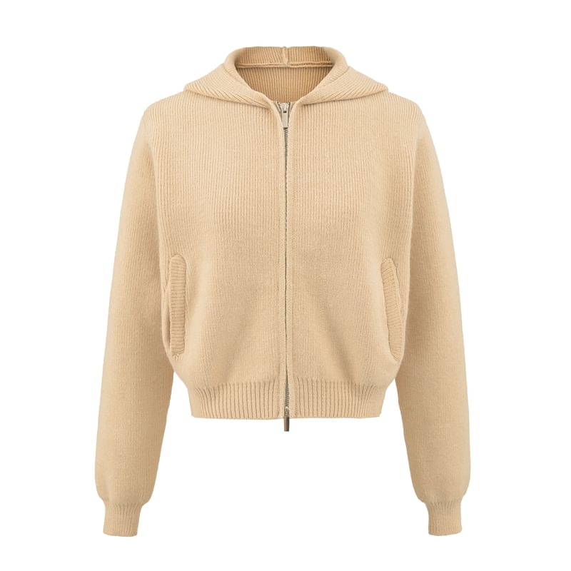 Zip-Up Crop Knit Hoodie & Mini A-Line Skirt Set