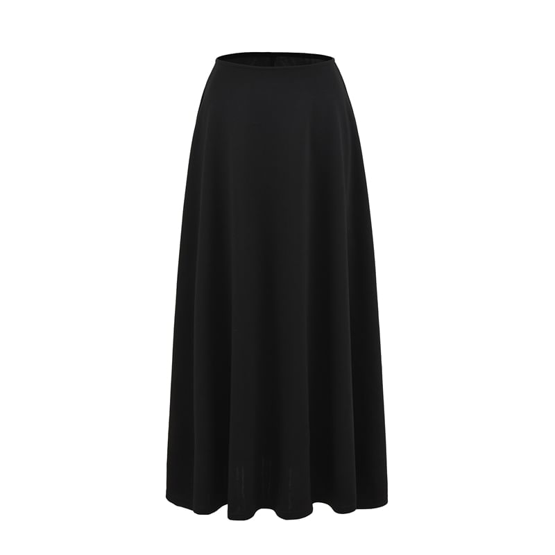 Midi A-Line Skirt with High Waist