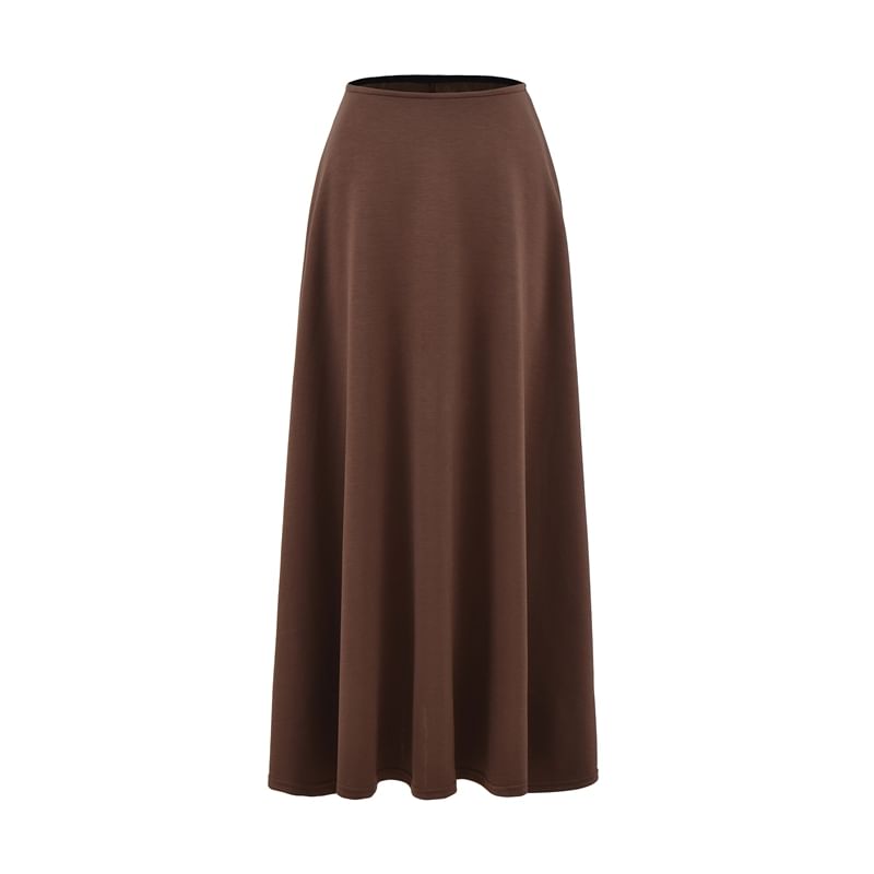 Midi A-Line Skirt with High Waist