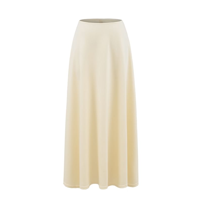Midi A-Line Skirt with High Waist