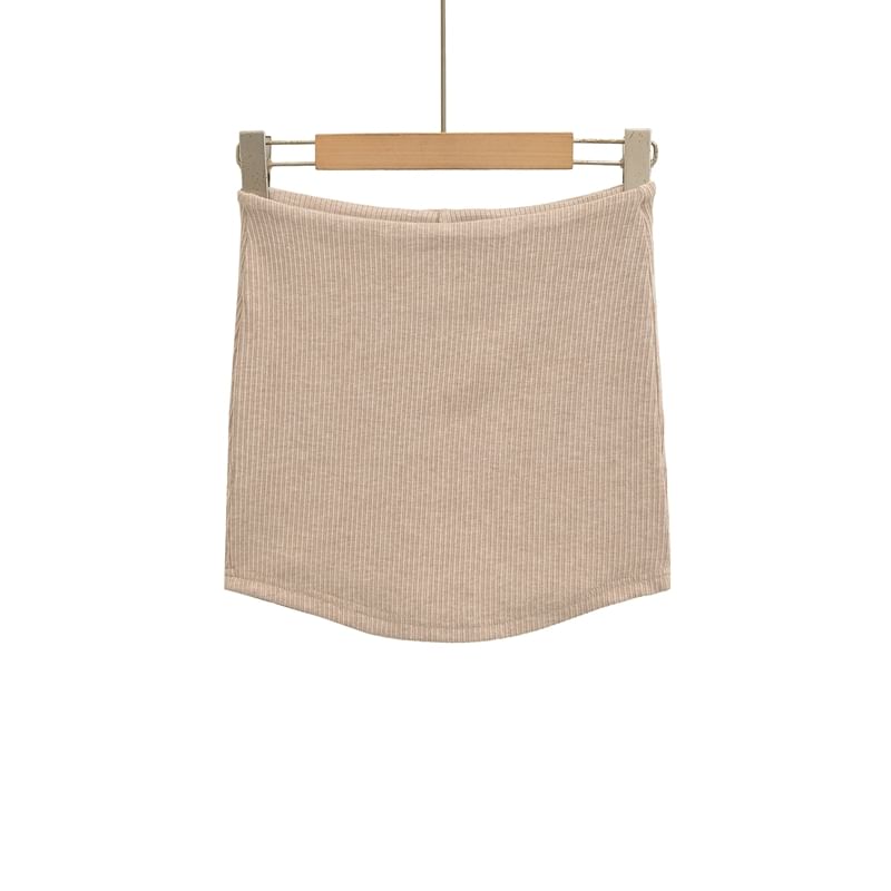 Ribbed Pencil Mini Skirt with High Waist