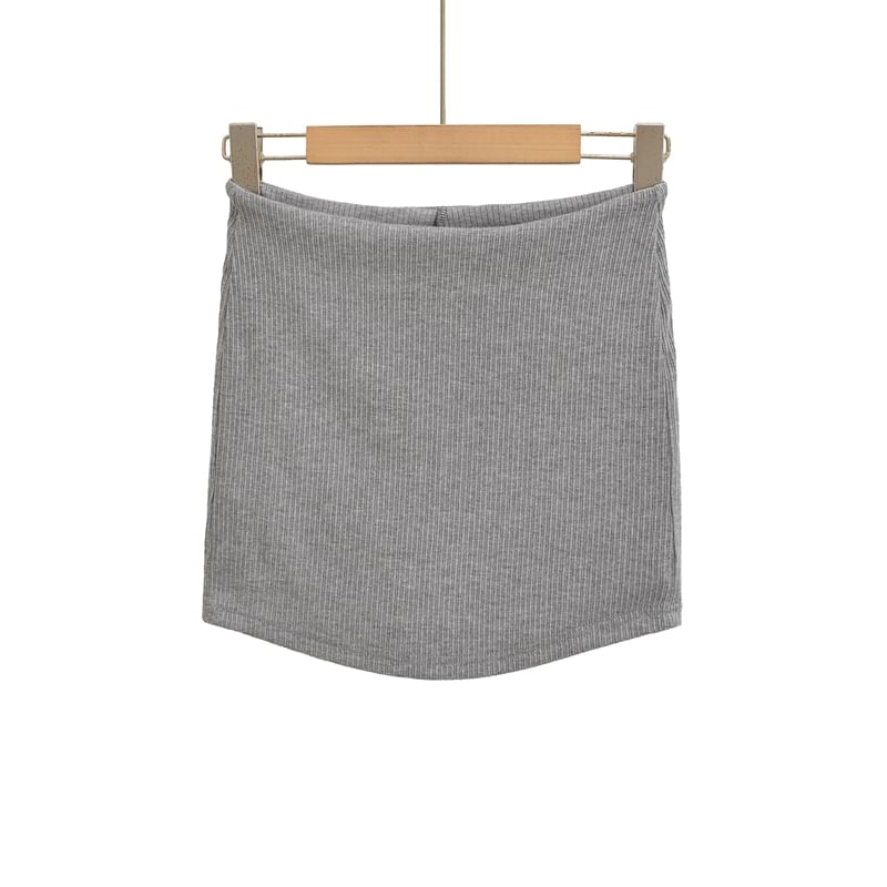 Ribbed Pencil Mini Skirt with High Waist