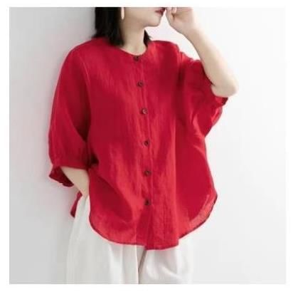 Puff Sleeve Button Up Plain Blouse Shirt