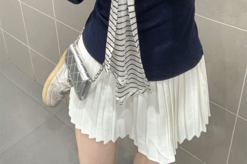 Sailor Collar Plain Long Sleeve Tee Shirt