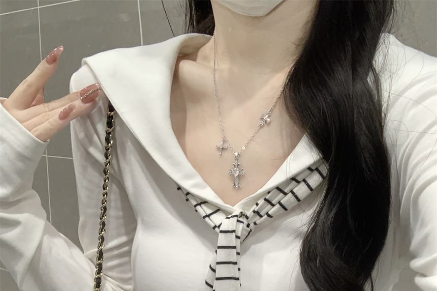 Sailor Collar Plain Long Sleeve Tee Shirt