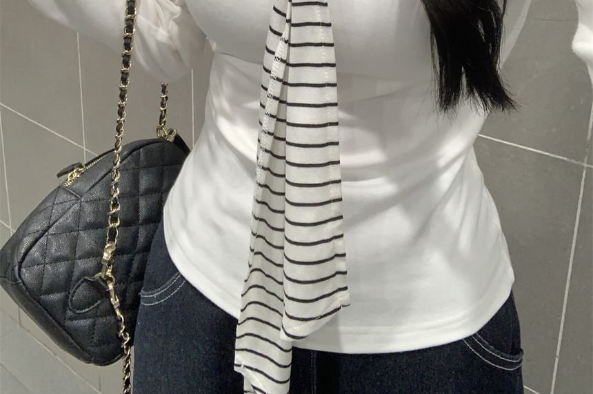 Sailor Collar Plain Long Sleeve Tee Shirt