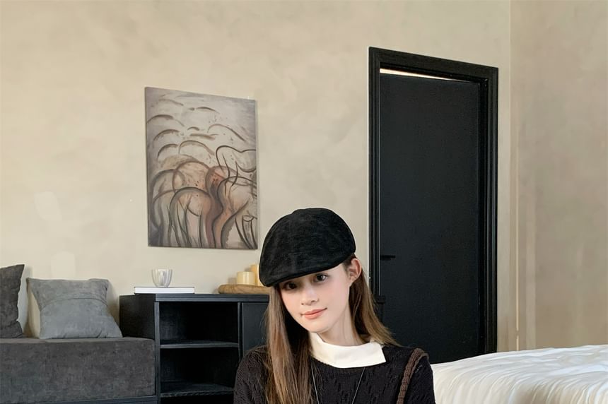 Plain Knit Top with Long Sleeves and Crop Sweater and High-Waist Maxi A-Line Skirt