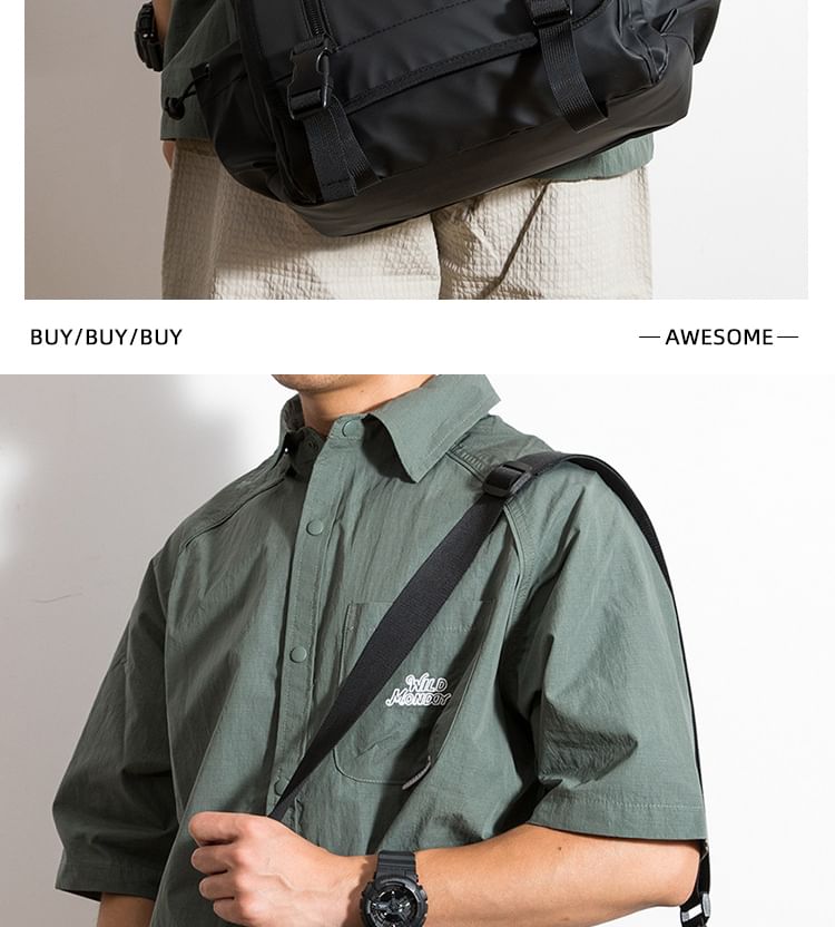 Plain Buckled Messenger Bag