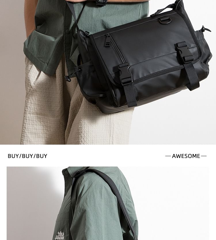 Plain Buckled Messenger Bag