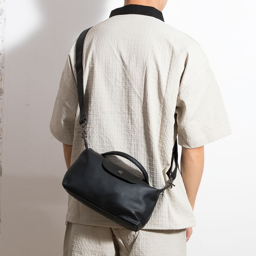 Top Handle Faux Leather Crossbody Bag