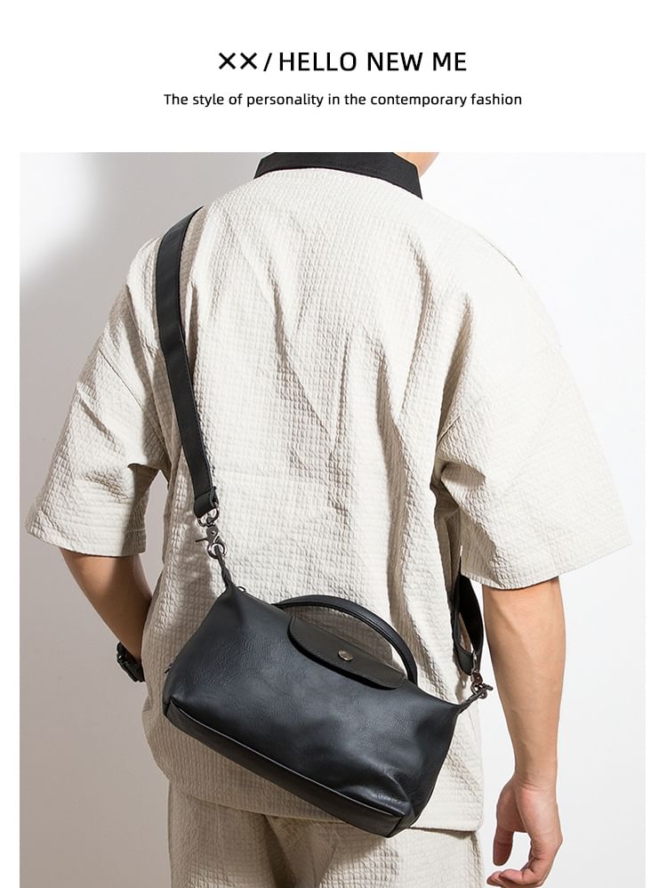 Top Handle Faux Leather Crossbody Bag