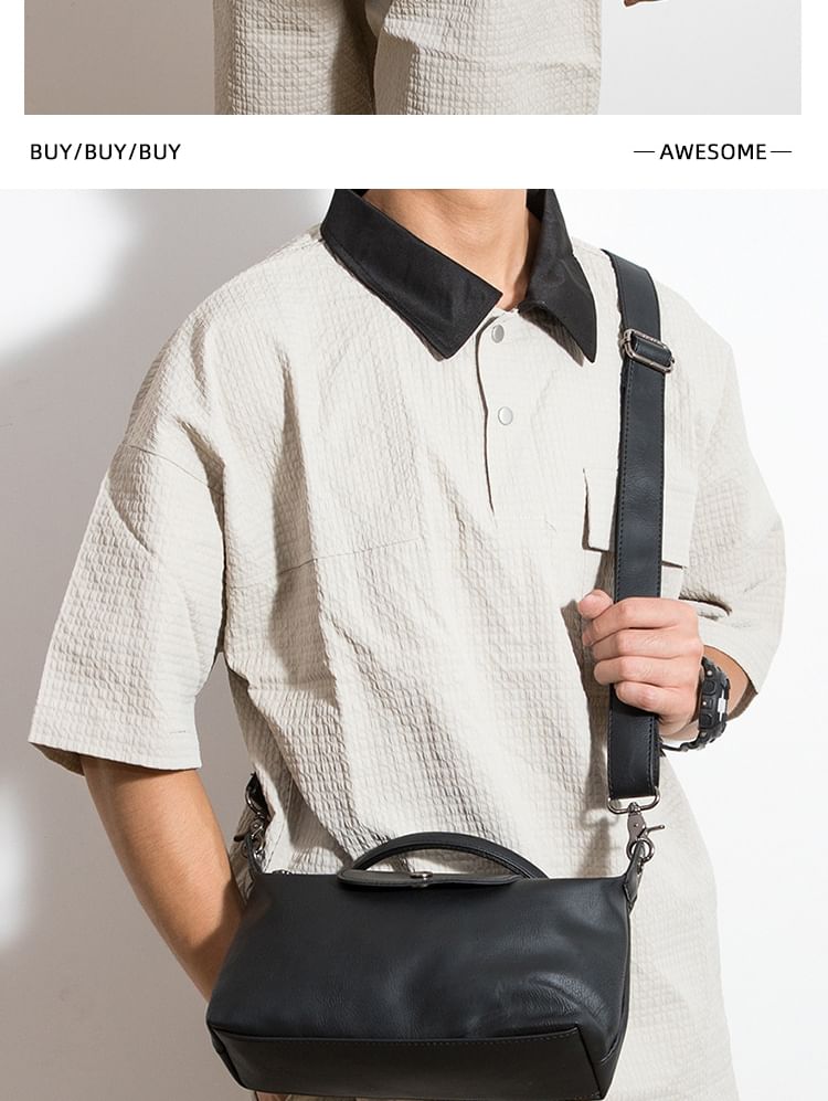 Top Handle Faux Leather Crossbody Bag
