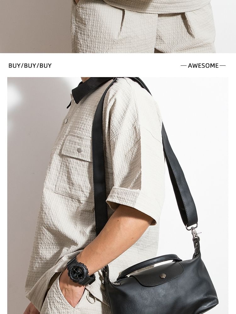 Top Handle Faux Leather Crossbody Bag