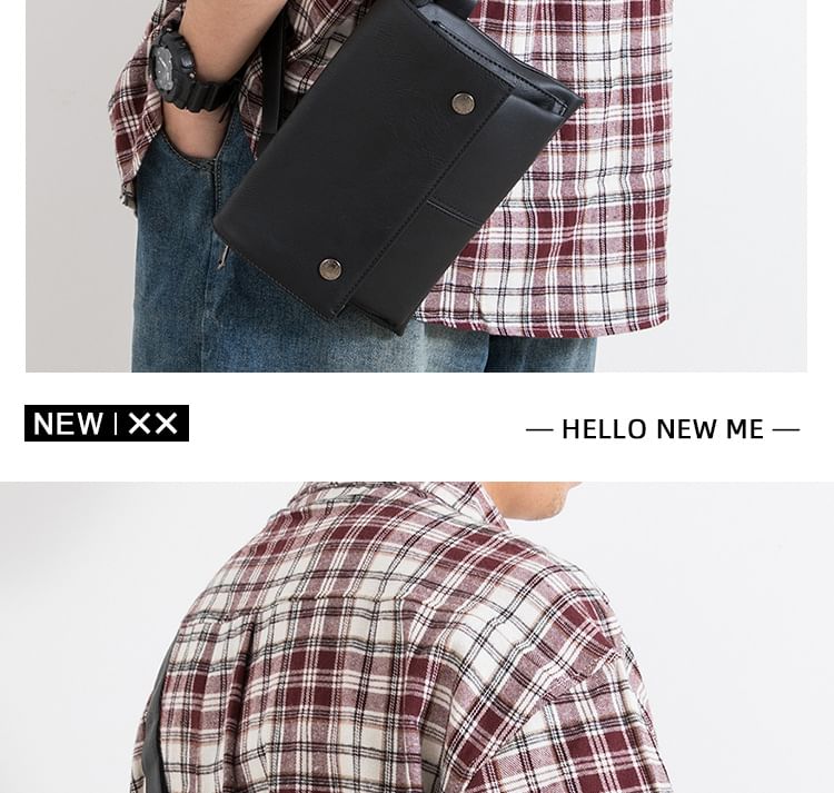 Plain Faux Leather Flap Crossbody Bag