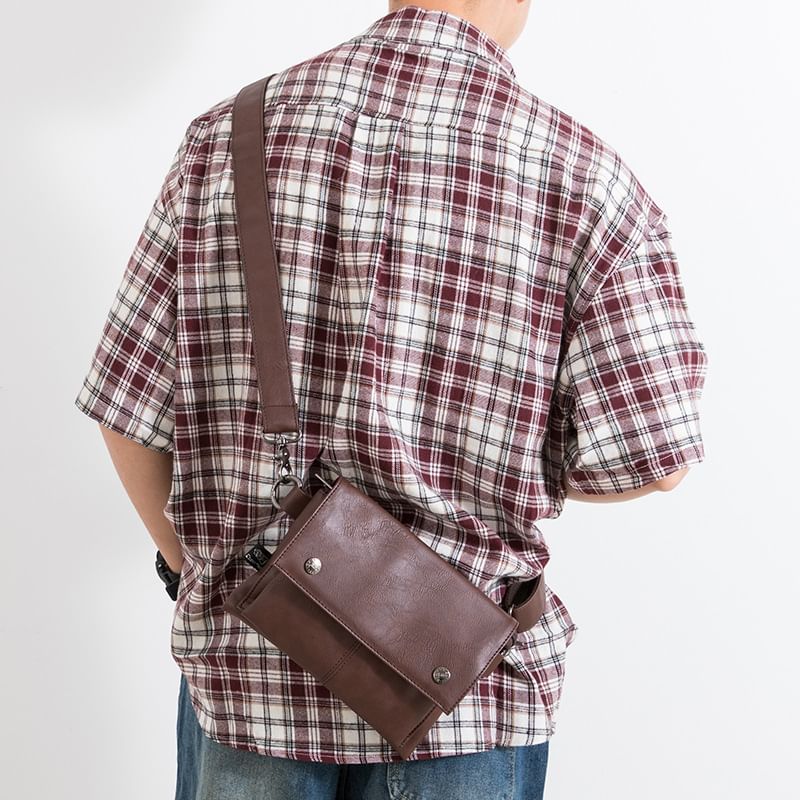 Plain Faux Leather Flap Crossbody Bag