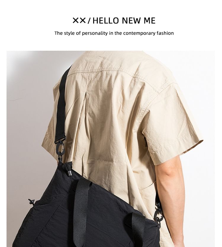 Plain Canvas Crossbody Tote Bag