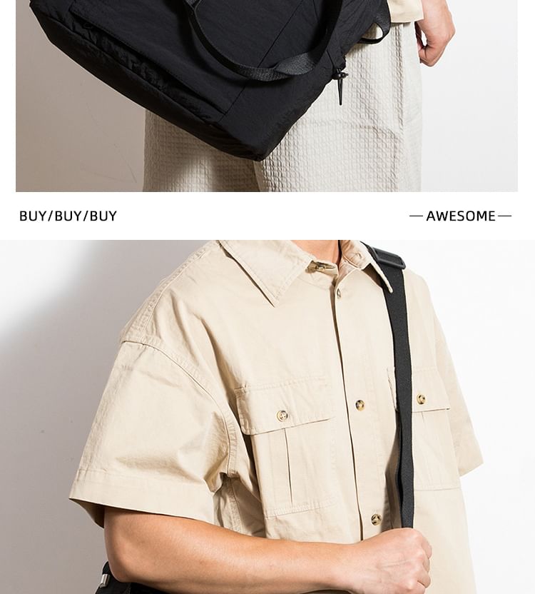 Plain Canvas Crossbody Tote Bag