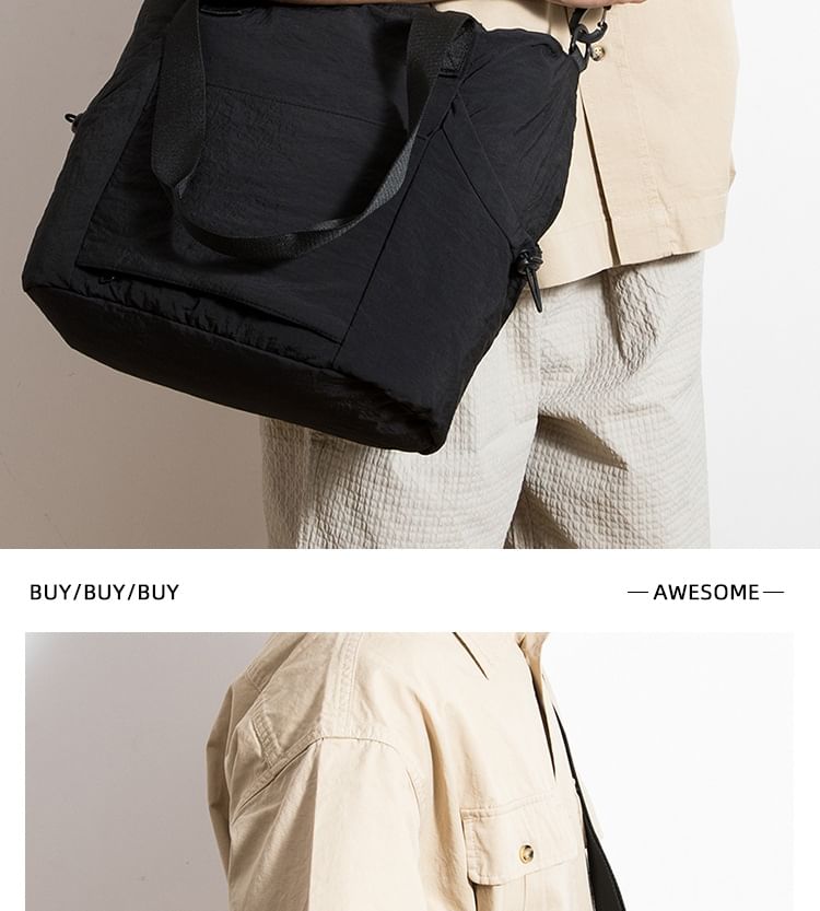 Plain Canvas Crossbody Tote Bag