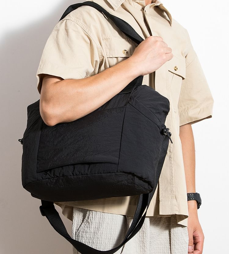 Plain Canvas Crossbody Tote Bag