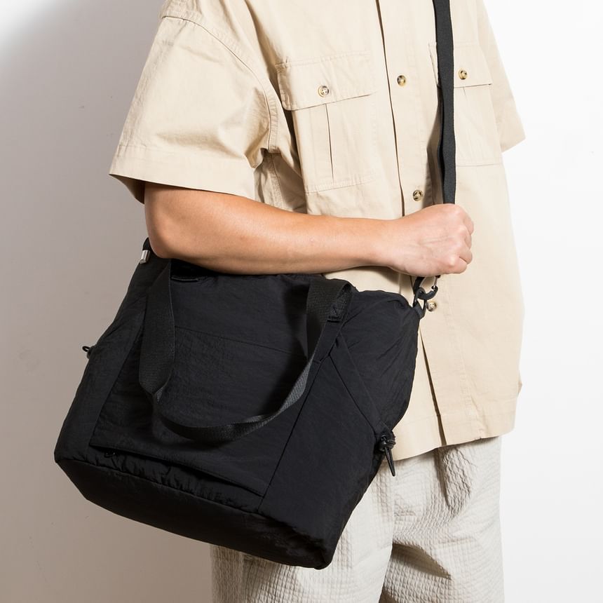Plain Canvas Crossbody Tote Bag