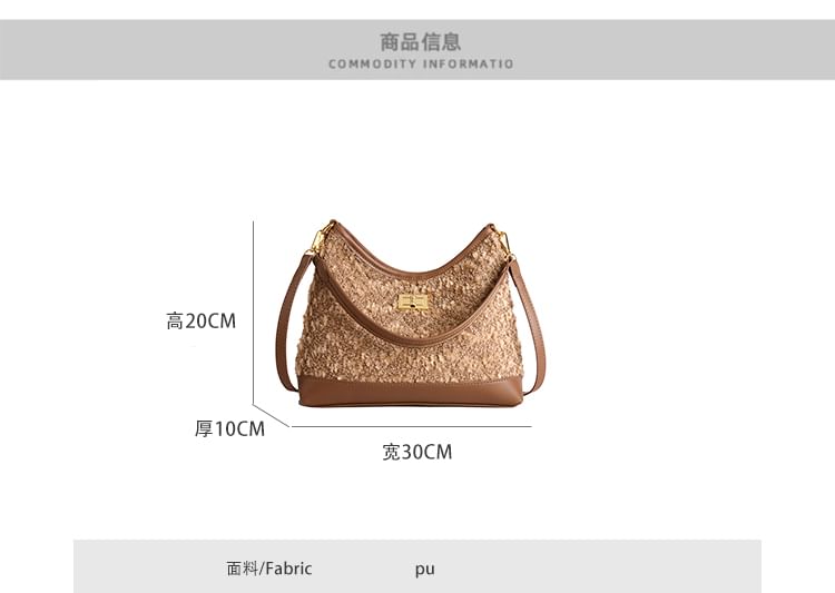 Buckled Panel Tweed Crossbody Shoulder Bag