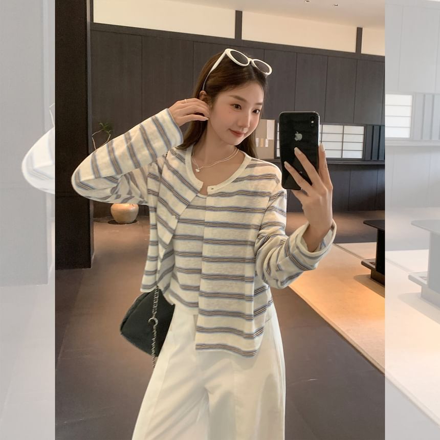 V-Neck Plain Cardigan / Tank Top