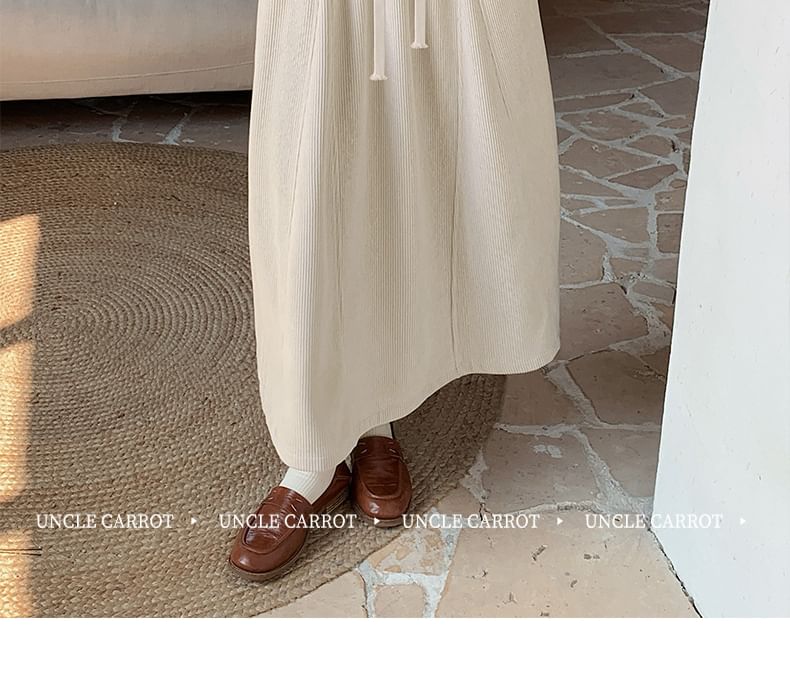 Corduroy A-Line Midi Skirt