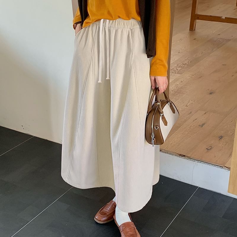 Corduroy A-Line Midi Skirt