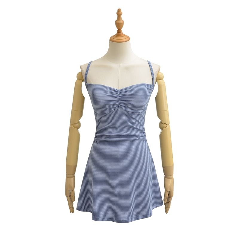 Spaghetti Strap Striped Mini A-Line Dress