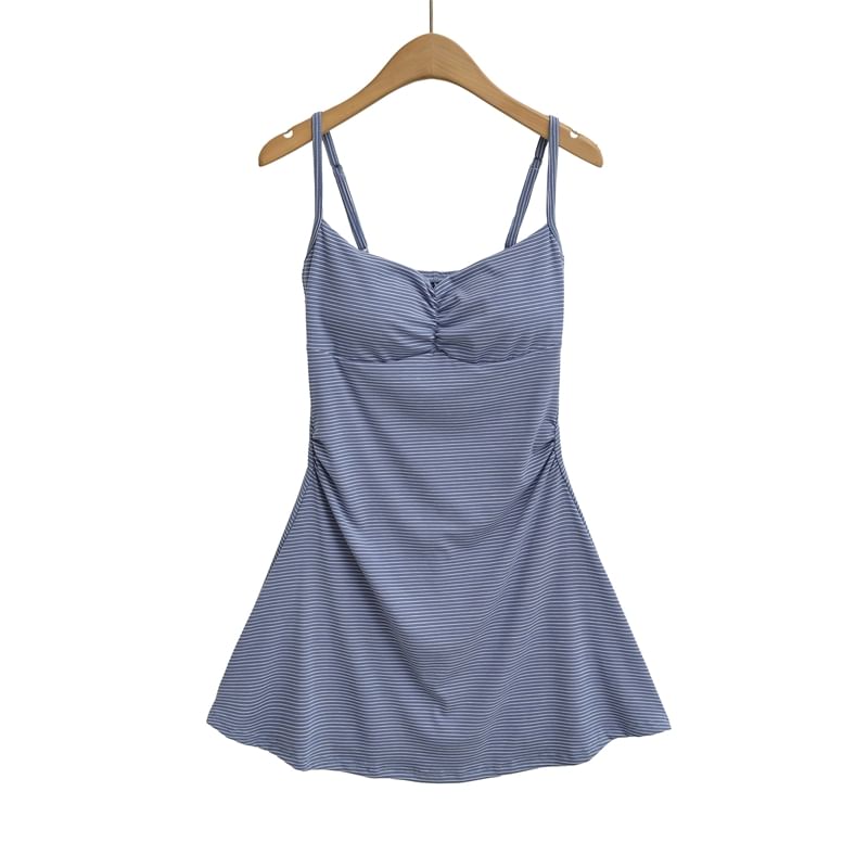 Spaghetti Strap Striped Mini A-Line Dress