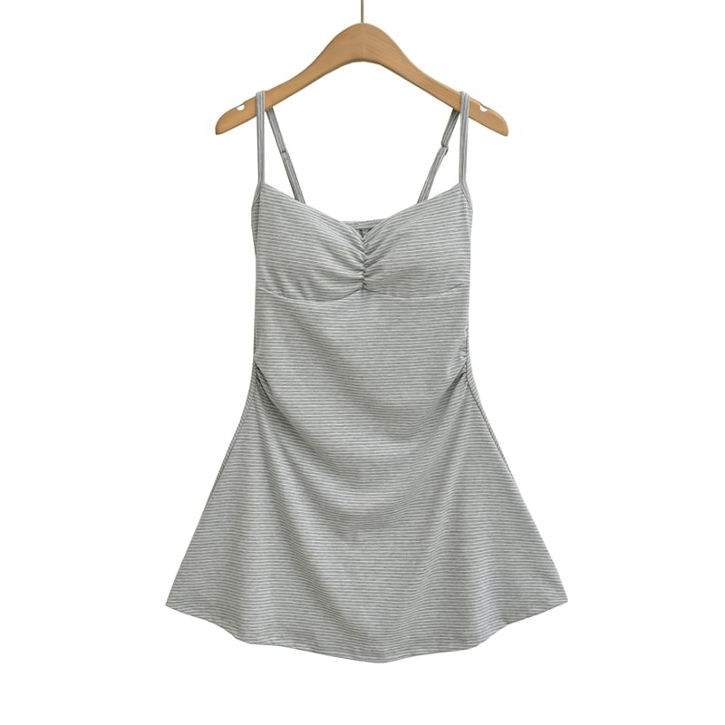 Spaghetti Strap Striped Mini A-Line Dress