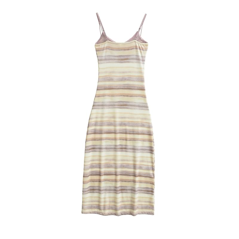 Spaghetti Strap Striped Lace Panel Sheath Dress (Various Designs)