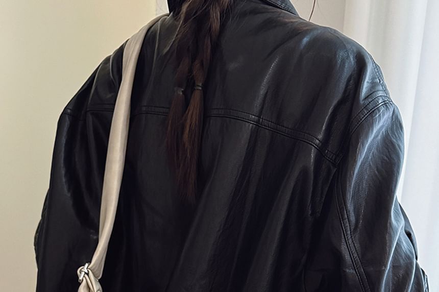Faux Leather Hobo Shoulder Bag