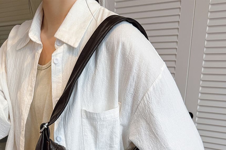 Faux Leather Hobo Shoulder Bag