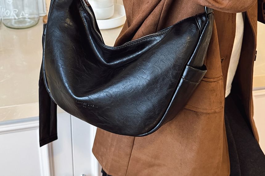 Faux Leather Hobo Shoulder Bag