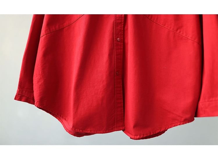Oversized Plain Shirt with Long Sleeves