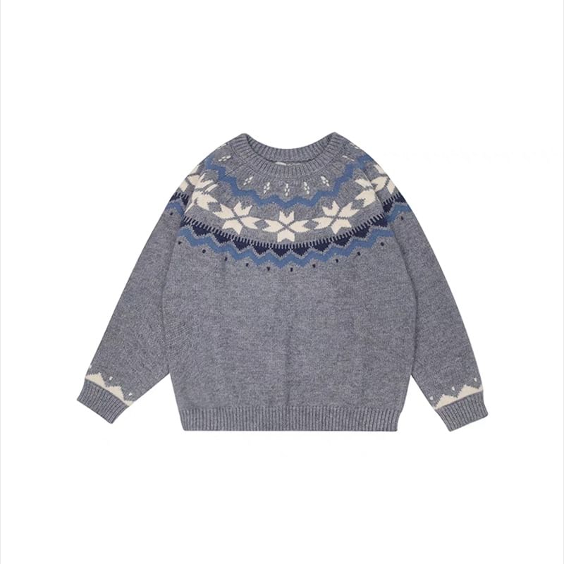 Jacquard Sweater with Round Neckline