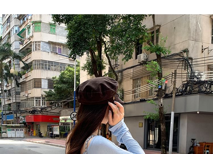 Slim-Fit Tee with Off-Shoulder Neckline and Long Sleeves