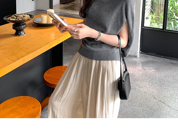 Knit Top with Mock Neck and Cape Sleeves in Solid Color