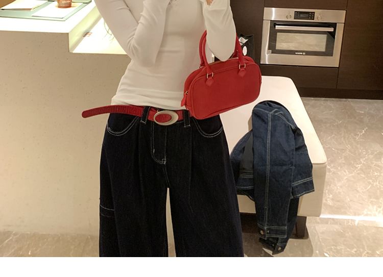 Slim-Fit Tee with Lace Panel, V-Neck, and Long Sleeves
