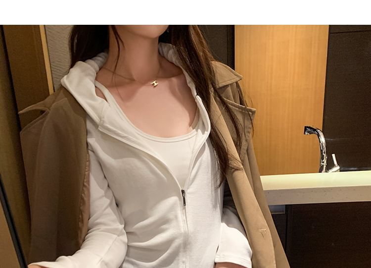 Zip-Up Cropped Hoodie in Solid Color