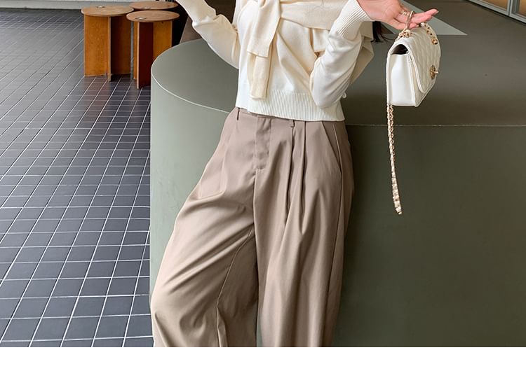Mock Two-Piece Crop Knit Top with V-Neck and Long Sleeves