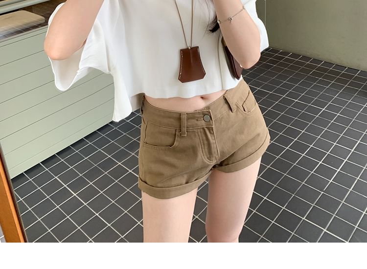 Cropped Knit Top with Mock Neck and 3/4 Sleeves