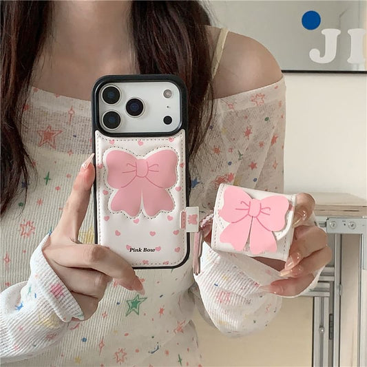 Bow Faux Leather Apple AirPods / Pro Earphone Case Skin