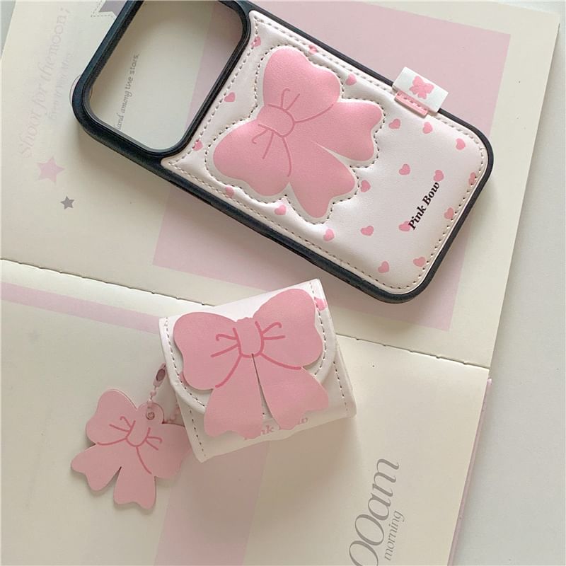 Bow Faux Leather Apple AirPods / Pro Earphone Case Skin