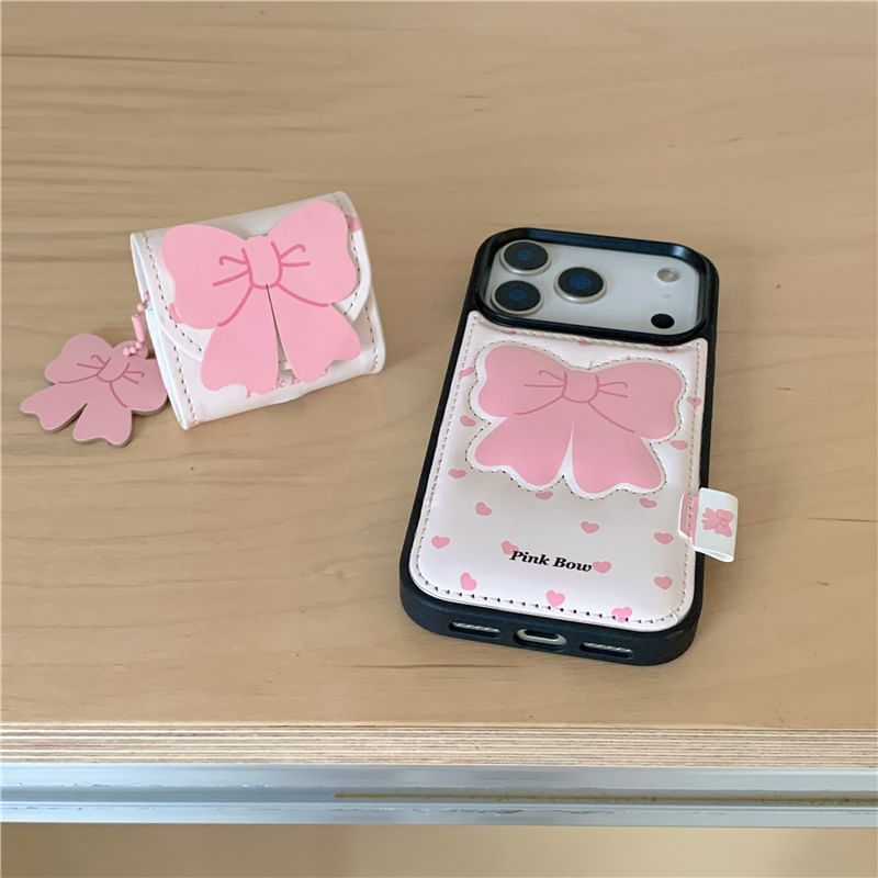 Bow Faux Leather Apple AirPods / Pro Earphone Case Skin