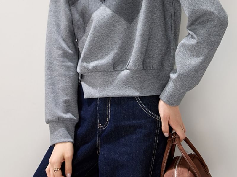 Color Block Sweatshirt with Collared Neckline