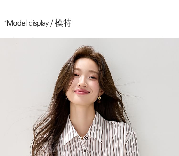 Striped Button-Front Shirt with Collar and Long Sleeves
