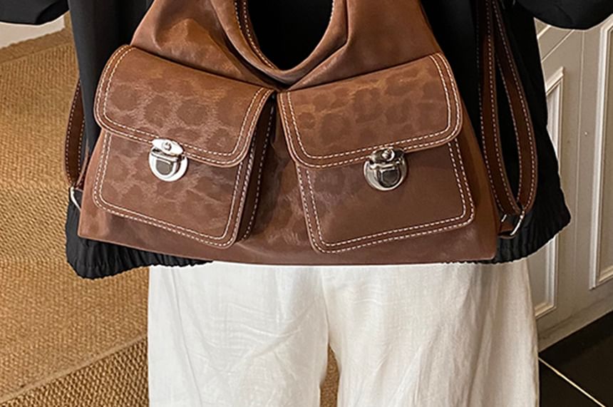 Faux Leather Leopard Print Shoulder Bag